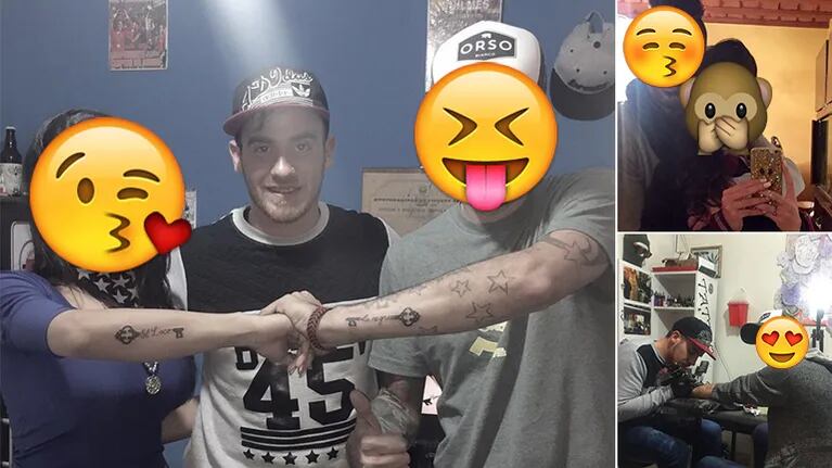 Se tatuaron a menos de un mes de haberse puesto de novios. Fotos: Twitter.