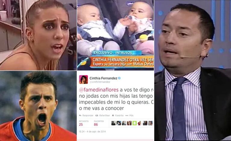 Cinthia Fernández y Matías Defederico, indignados con Fabián Medina Flores. (Fotos: Twitter y archivo Web)