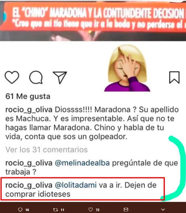 Rocío Oliva, tras la polémica decisión de Maradona de no ir al casamiento de Dalma: "Dejen de comprar idioteces, Diego va a ir" 