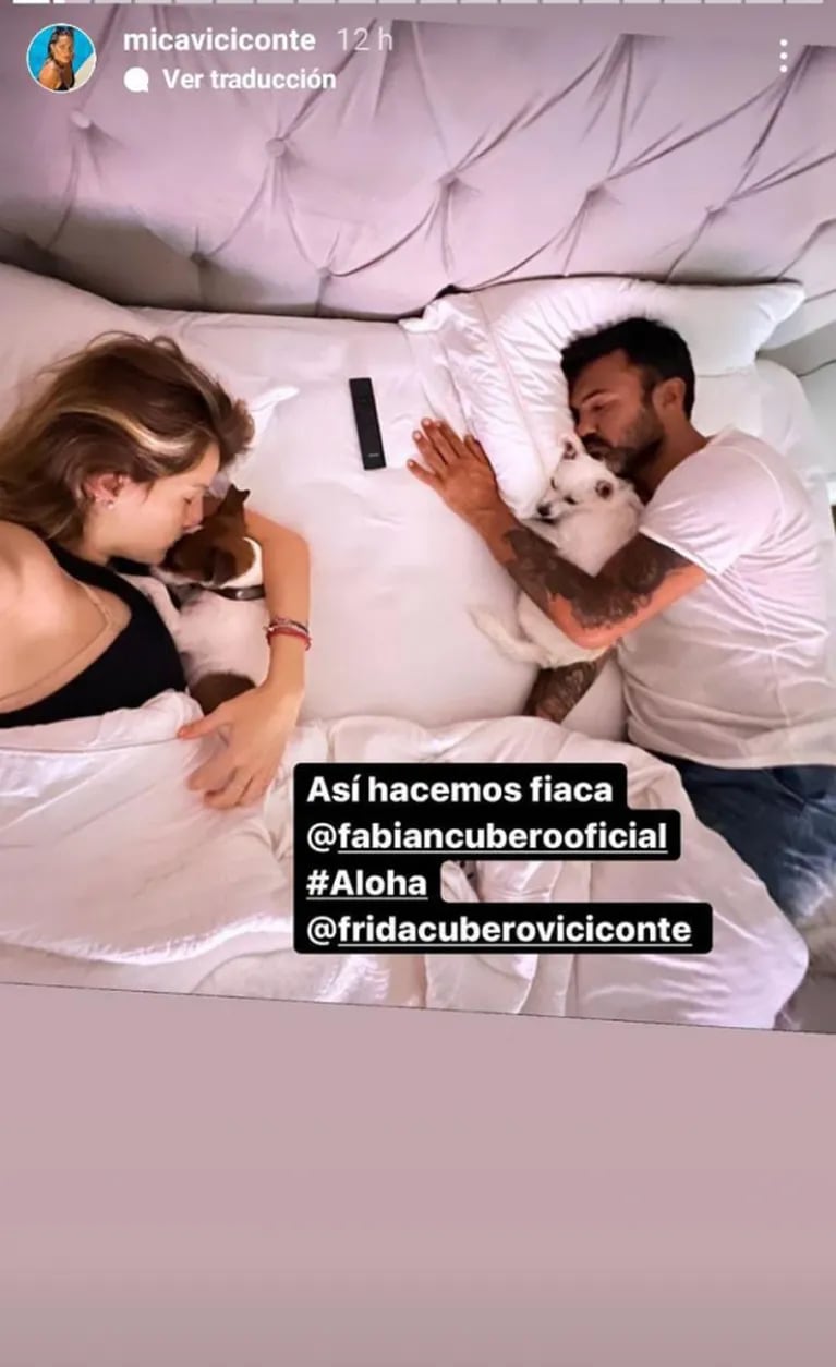 Mica Viciconte y Fabián Cubero mostraron cómo duermen junto a sus mascotas: "Hacemos fiaca"