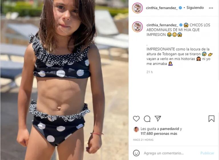Cinthia Fernández estalló contra sus seguidores por cuestionar una foto de los abdominales de su hija: "¿Pueden ser tan enfermos?"