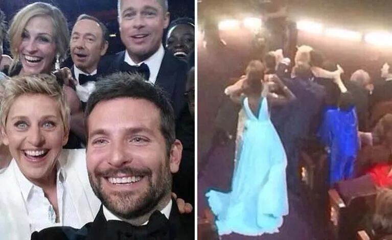 La selfie de Bradley Cooper con Ellen DeGeneres y la prueba de que Liza Minnelli se quedó afuera. (Fotos: Web)