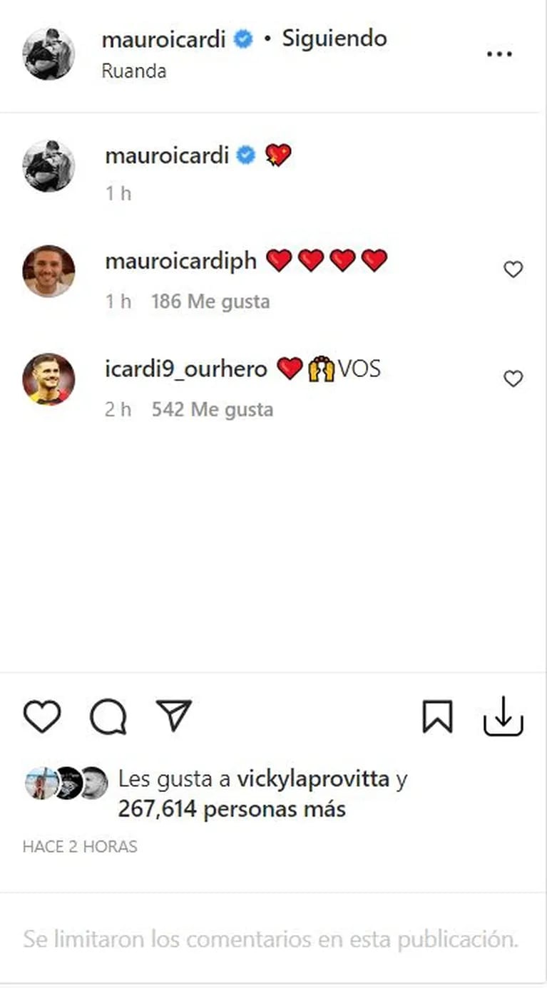 Mauro Icardi sorprendió con un apasionado posteo junto a Wanda Nara en plena separación