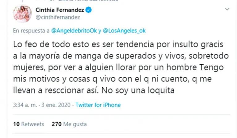 El furioso descargo de Cinthia Fernández contra quienes criticaron su llanto por Baclini: "Manga de idiotas"