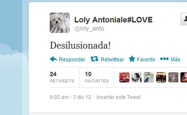 El llamativo tweet de La Niña Loly. (Foto: Twitter @loly_anto)