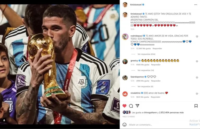 Rodrigo de Paul le declaró su amor a Tini Stoessel tras ganar la Copa del Mundo en Qatar