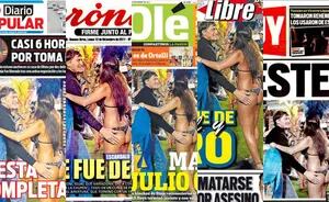Las cinco portadas de ls diarios en las que aparecieron Julio Cécar Falcioni y Erika Galeano. 