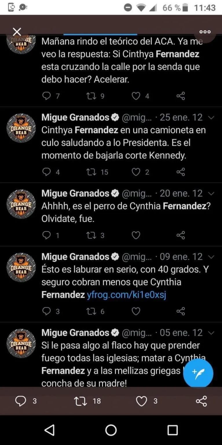 Cinthia Fernández, furiosa con Migue Granados por sus tweets contra ella: "¿No tenés huevos para pedir disculpas?"