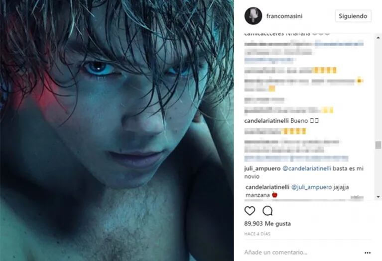 Los tiernos mensajes de Cande Tinelli en el Instagram de Franco Masini… y su divertido cruce con una seguidora