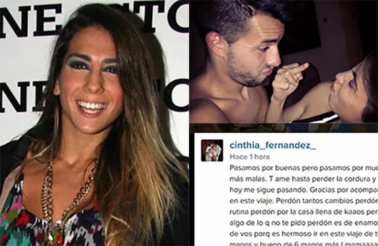Cinthia Fernández y el dulce mensaje a Matías Defederico. (Fotos: Web e Instagram)
