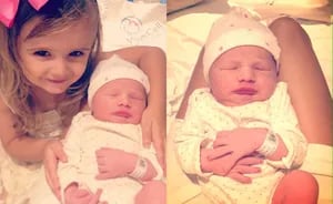 Melina Pitra dio a luz a su segunda hija, Indiana (Fotos: Twitter e Instagram). 