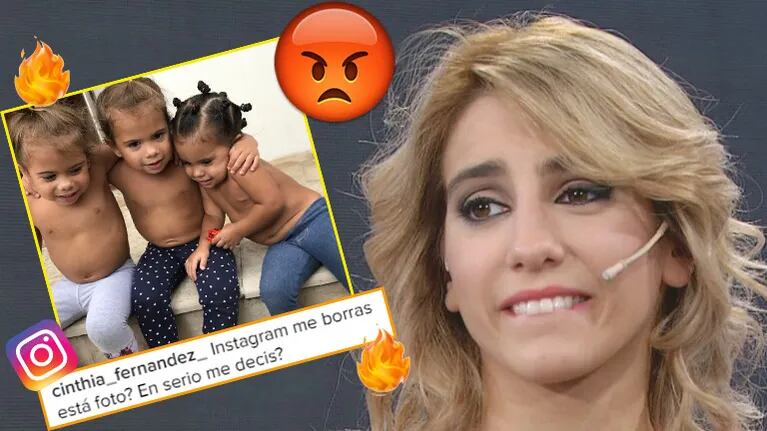 La furia de Cinthia Fernández luego de que Instagram le censurara una foto de sus hijas (Foto: Web e Instagram)