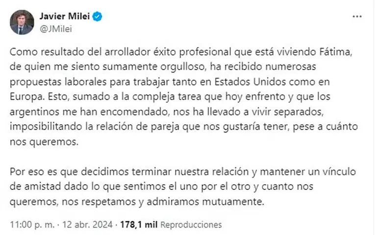 Rodrigo Lussich reveló cuál sería el verdadero motivo de la abrupta separación de Javier Milei y Fátima Florez