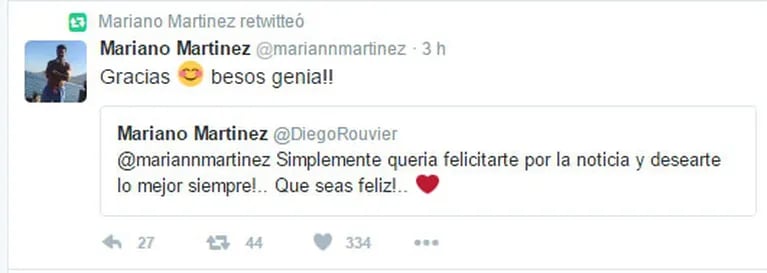 Mariano Martínez confirmó que será papá junto a Camila Cavallo de una particular manera