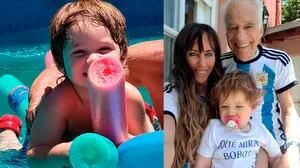 Alberto Cormillot le enseñó a nadar a su hijo Emilio: las fotos familiares en la piscina.