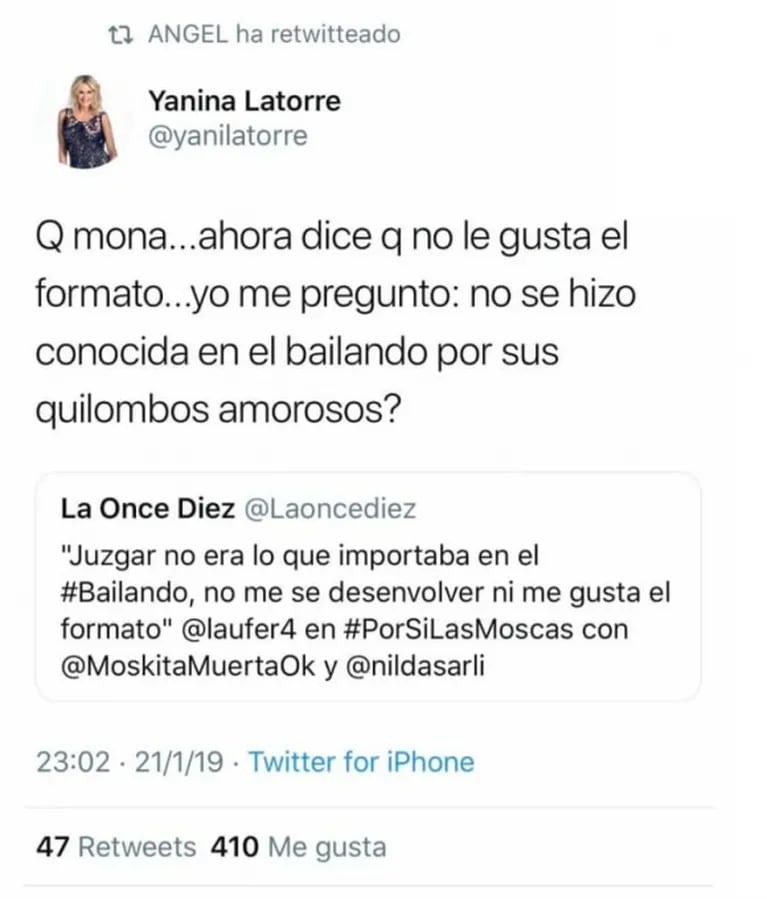 Yanina Latorre, lapidaria contra Laurita Fernández: "¿No se hizo conocida en el Bailando por sus quilombos?"