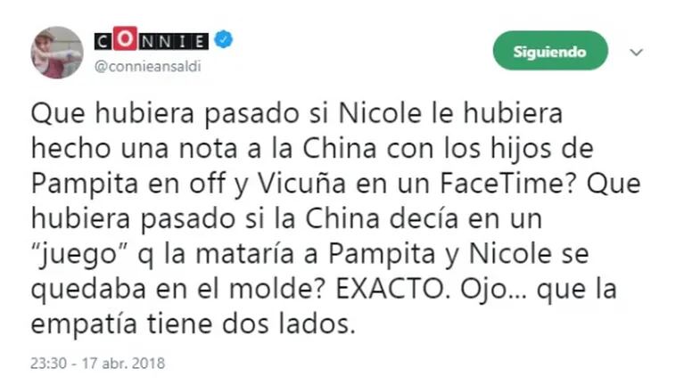 La picante reacción de Nicole Neumann luego de que sus hijas saludaran a Viciconte en el programa de Pampita