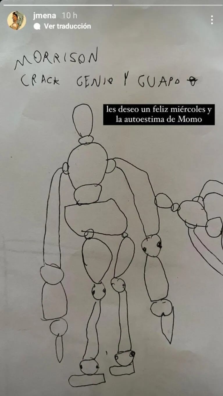Jimena Barón, divertida al ver un dibujo de su hijo: "Les deseo la autoestima de Momo"
