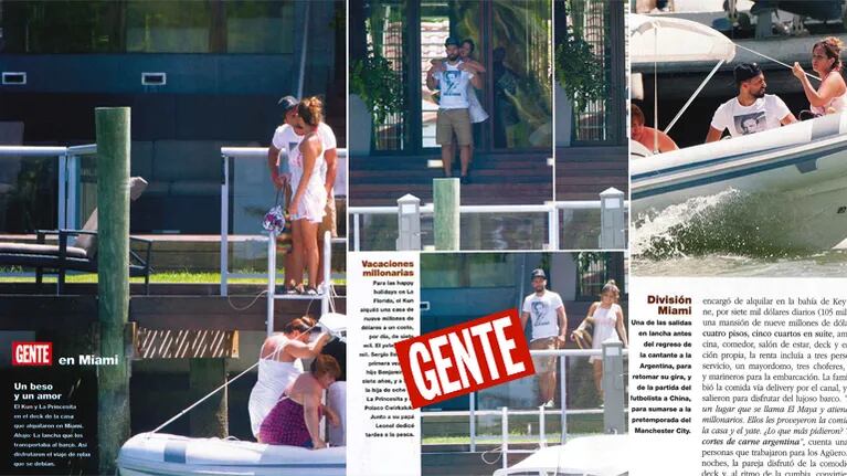 Agüero y La Princesita Karina, las fotos de sus vacaciones súper enamorados en Miami (Foto: revista Gente)