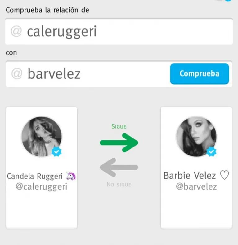 Barbie Vélez dejó de seguir en Twitter e Instagram a Cande Ruggeri: sus llamativos y simultáneos mensajes