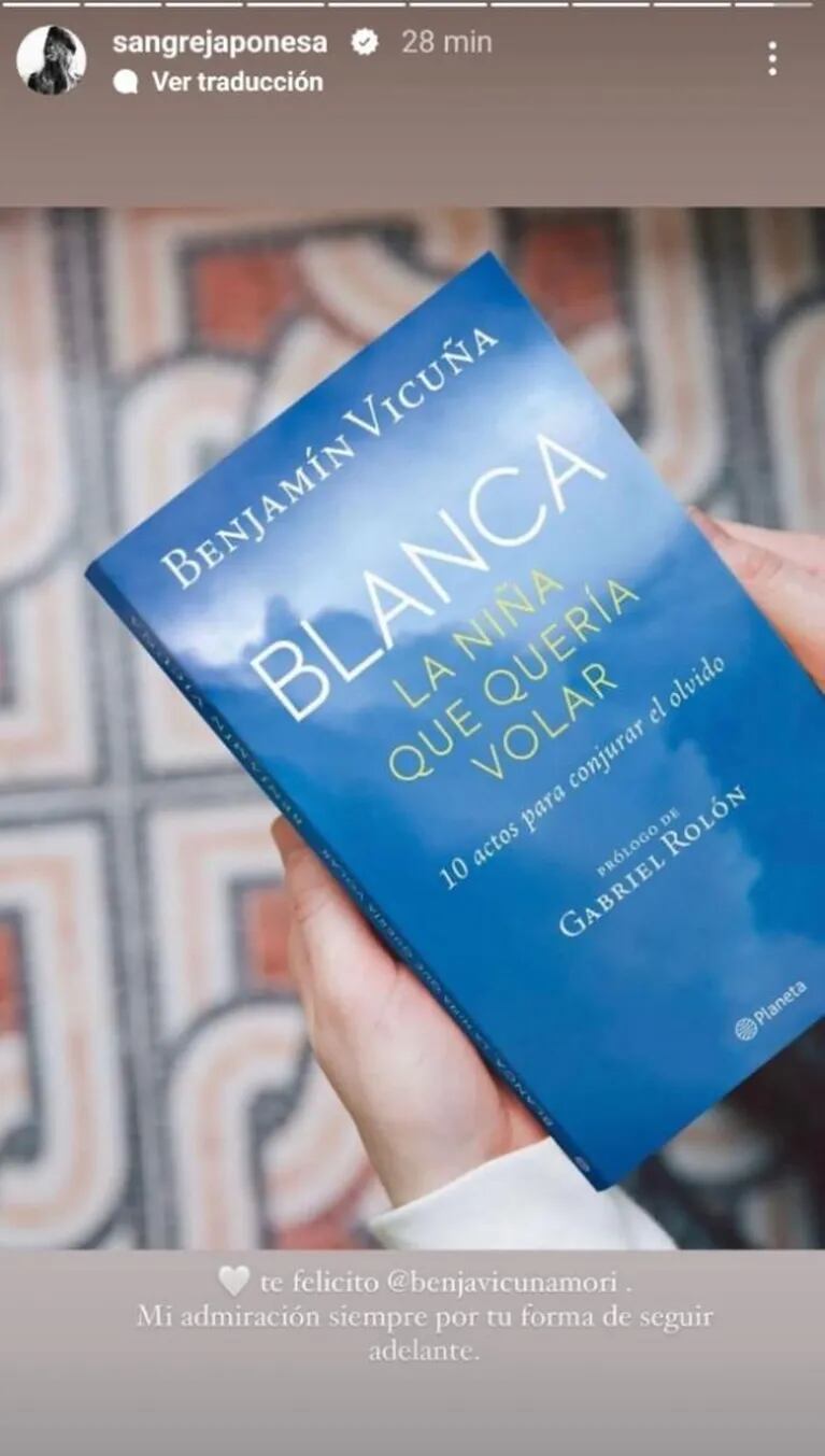 "Admiración, siempre": La China Suárez felicitó a Benjamín Vicuña por el lanzamiento de su libro sobre Blanca
