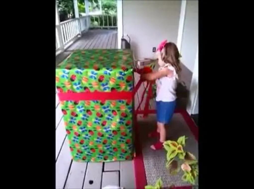 Un reencuentro emocionante: la sorpresa de una niña al abrir su regalo de cumpleaños