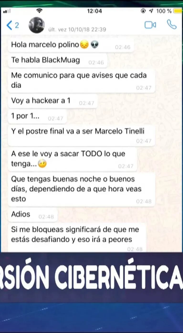La amenaza de BlackMuag, el hacker que se mete en los WhatsApp de los famosos: "Voy a hackear a uno por uno y el postre será Tinelli"
