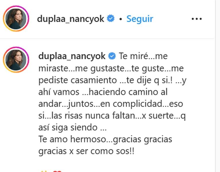 "Te amo, hermoso": Nancy Dupláa le dedicó un romántico mensaje a Pablo Echarri por sus 16 años de casados