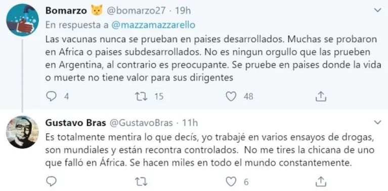 Polémico tweet de Marcelo Mazzarello sobre las pruebas de la vacuna contra el Covid-19 en la Argentina: "Nos consideran parte de África"