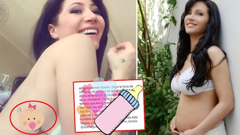 Embarazada de tres meses, Adabel Guerrero reveló que el tatuaje que se hizo el año pasado es el nombre de su hija:...