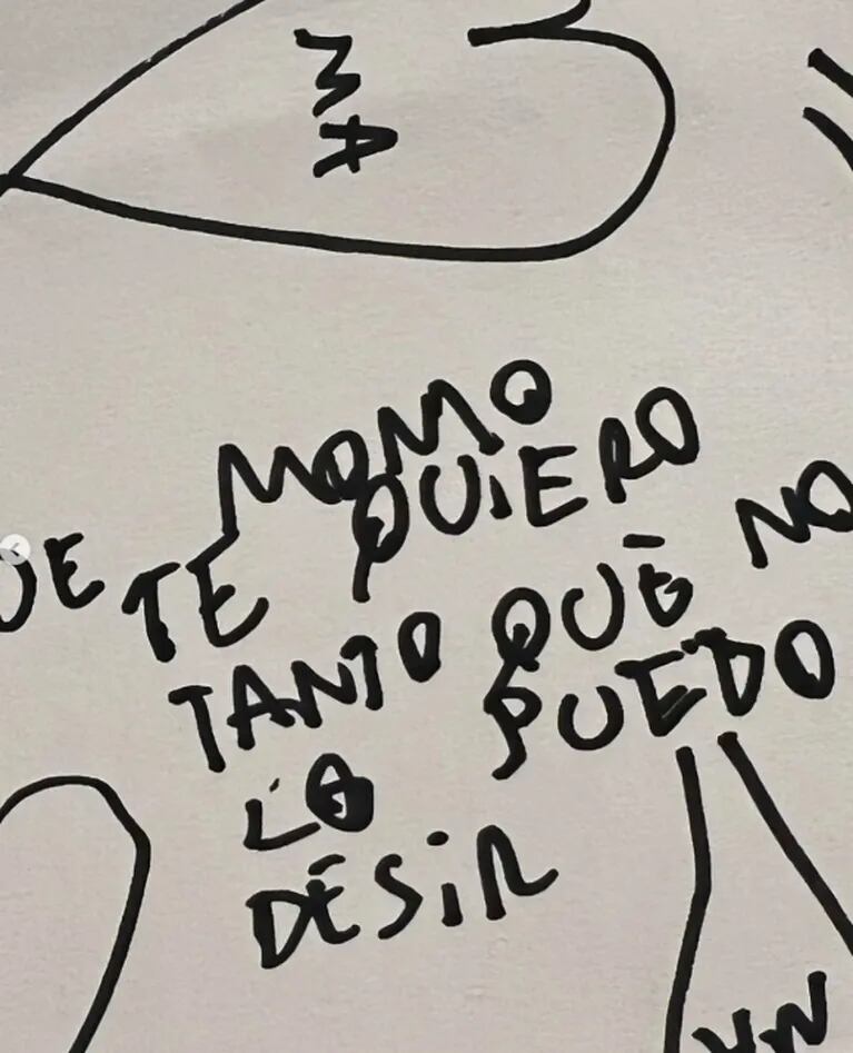 Jimena Barón mostró la dulce cartita que le escribió su hijo Momo Osvaldo: "Te quiero tanto"