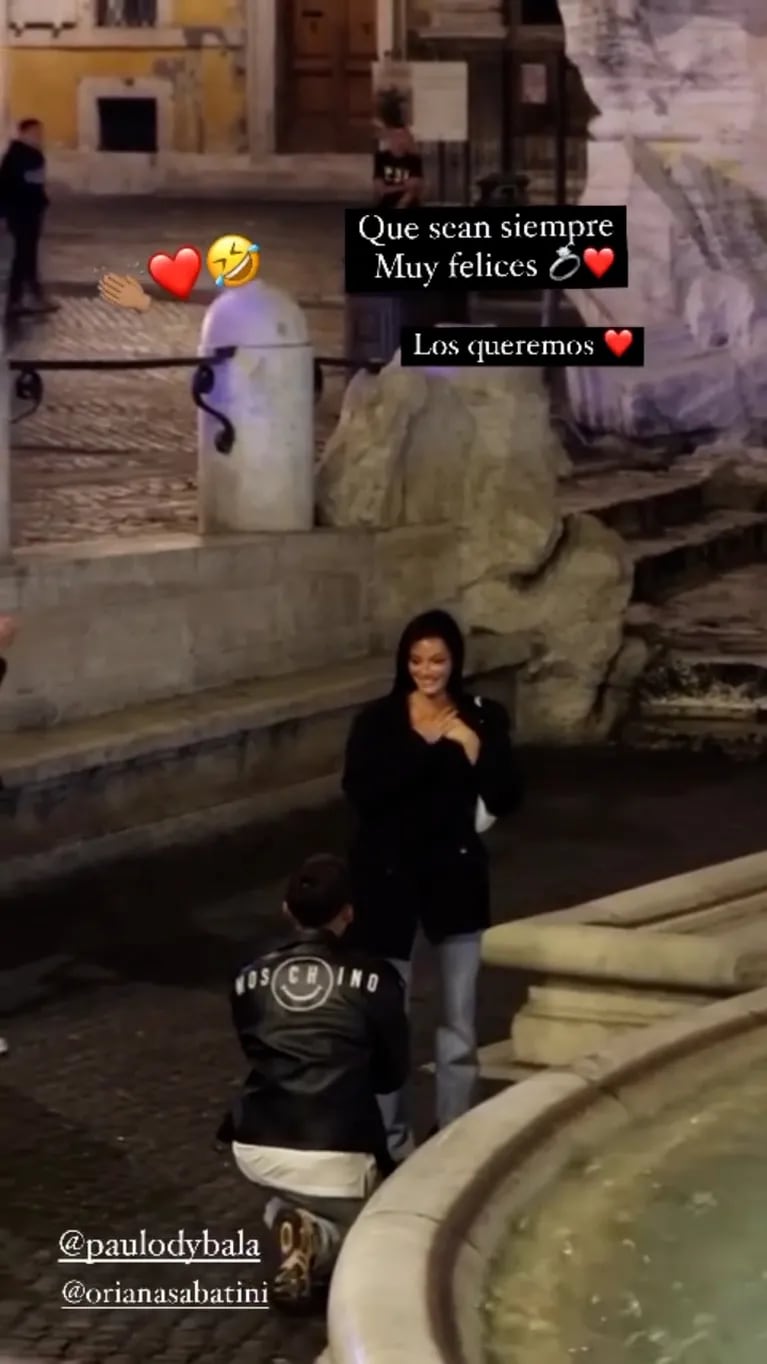 Paulo Dybala le pidió casamiento a Oriana Sabatini en la Fontana di Trevi: el video de la especial propuesta