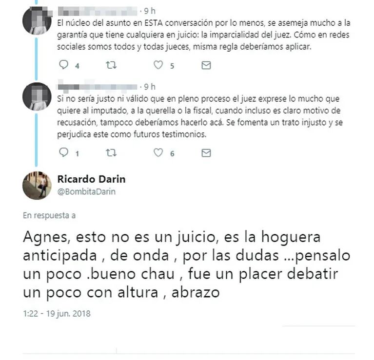 El debate de Ricardo Darín con una twittera sobre su conflicto con Bertuccelli: "Esto no es un juicio, es la hoguera anticipada"