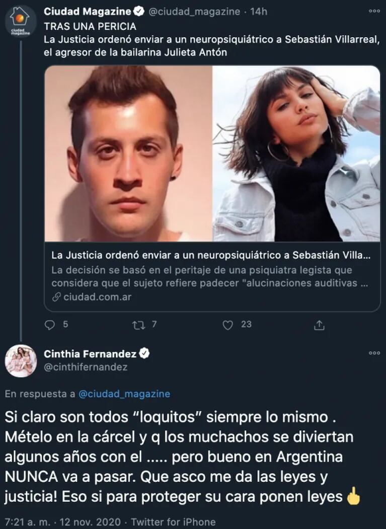 La furia de Cinthia Fernández luego de que la Justicia envíe a Sebastián Villarreal a un neuropsiquiátrico: "A la cárcel y que los muchachos se diviertan con él"