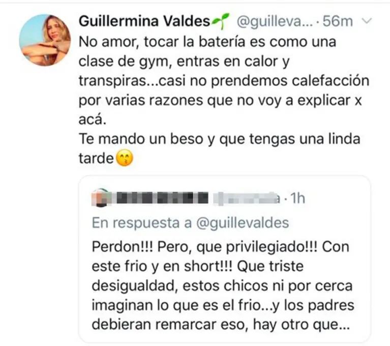 Guillermina Valdés se cruzó con una seguidora que criticó un video de su hija