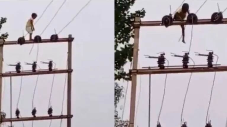 Un niño se sube a una torre eléctrica en India y protagoniza un escalofriante vídeo