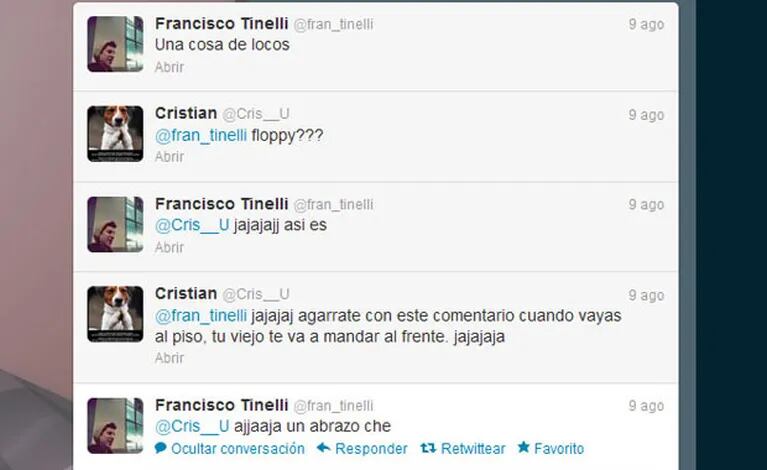 El intercambio de tweets entre Francisco y Cristian U. (Foto: Captura de Twitter). 