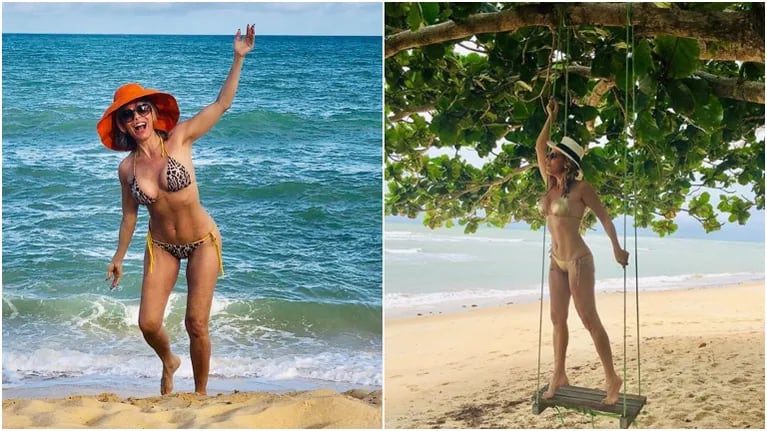 Iliana Calabró lució su lomazo en bikini a los 52 en playas brasileñas: Los chicos crecen... ¡yo no!