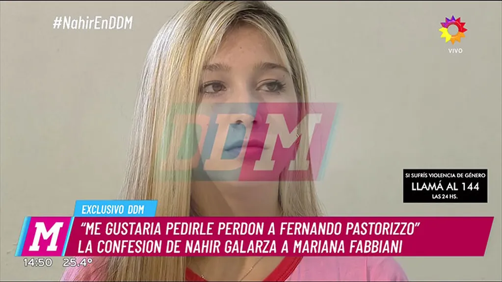 Marina Calabró analizó el singular look de Nahir Galarza para su primera nota en TV