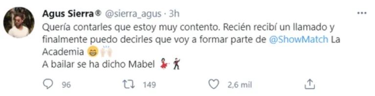 Agustín Sierra confirmó que formará parte de La Academia: "A bailar se ha dicho, Mabel"