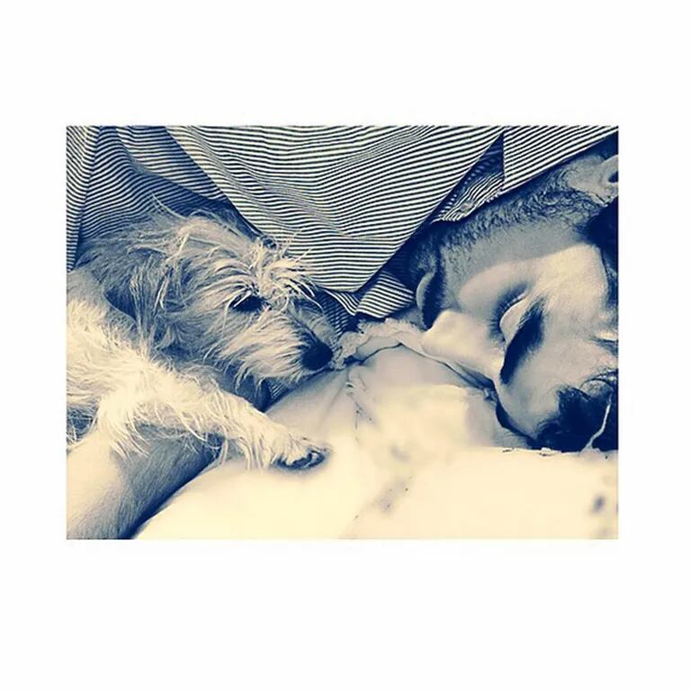 Los dos amores de Candelaria Tinelli durmiendo en su cama (Foto: Instagram)