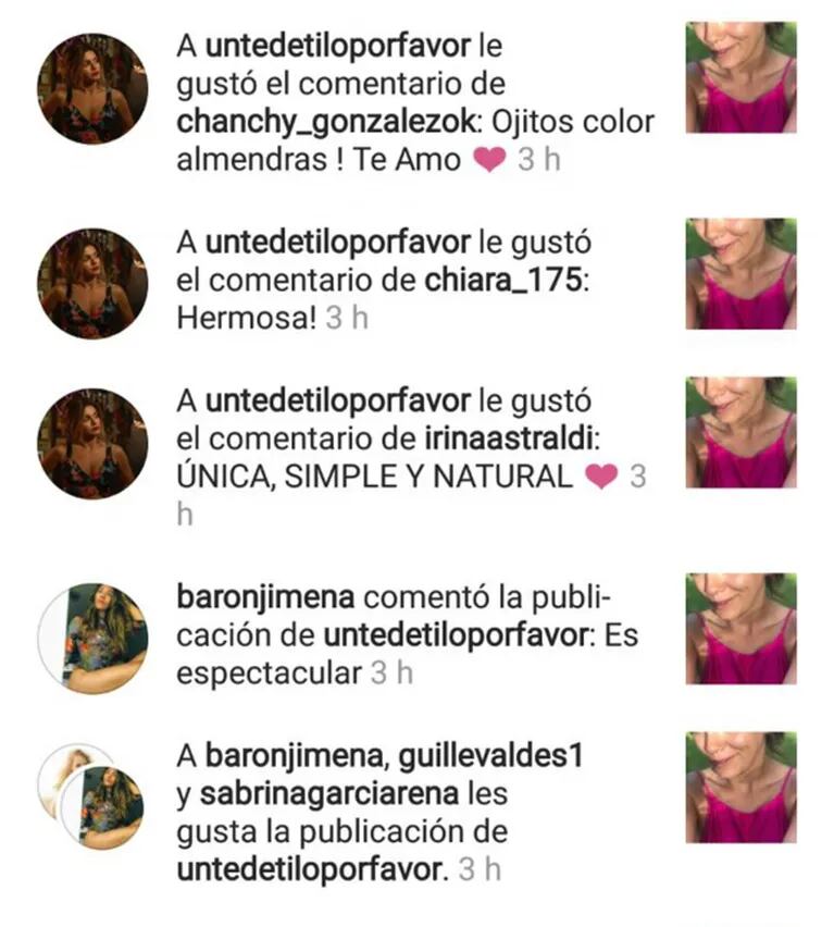 Natalie Pérez se "autoescrachó" con una divertida foto en Instagram: los comentarios de sus fans y Jimena Barón