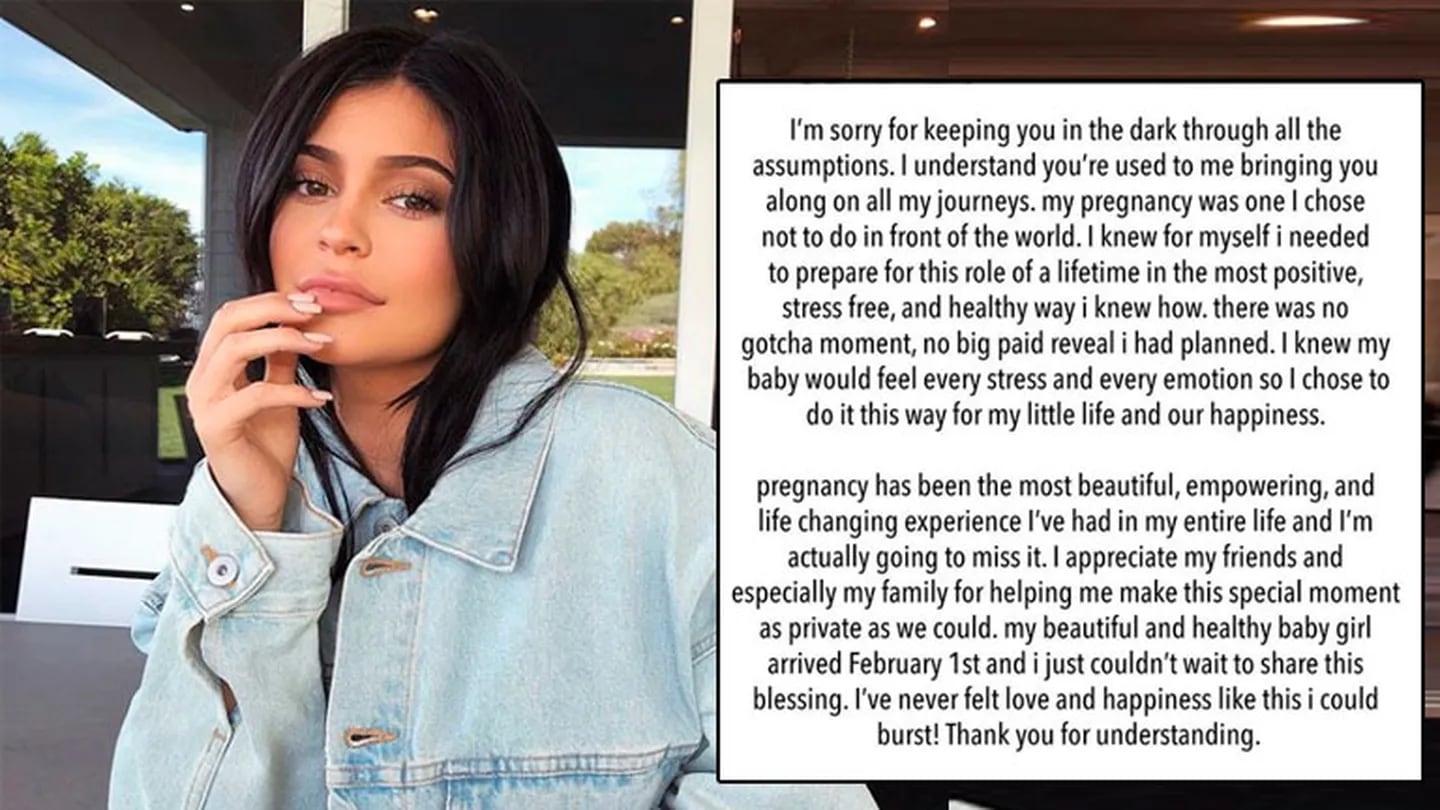 Kylie Jenner anunció el nacimiento de su hija en las redes sociales 