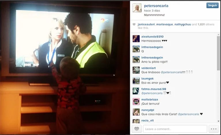 La reacción de Gaspar cuando ve a su mamá en televisión (Foto: Instagram). 