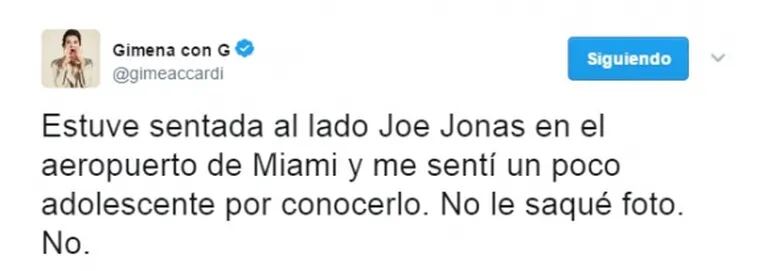 Gimena Accardi se encontró a Joe Jonas en el aeropuerto de Miami: "Me sentí un poco adolescente por conocerlo"