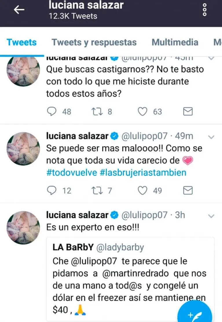 Luciana Salazar volvió a apuntar contra Martín Redrado: "¿Se puede ser más malo? ¿Qué buscás? ¿Castigarnos?"