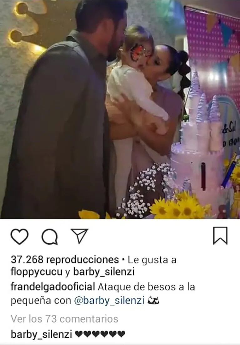 El video de Francisco Delgado junto a Barby Silenzi en el cumpleaños de su hija: "Ataque de besos a la pequeña"