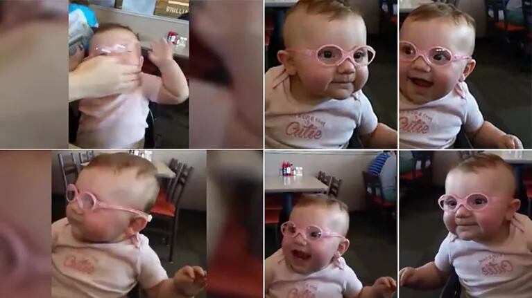 Imperdible video viral de una beba con anteojos por primera vez. Fotos: Capturas YouTube.