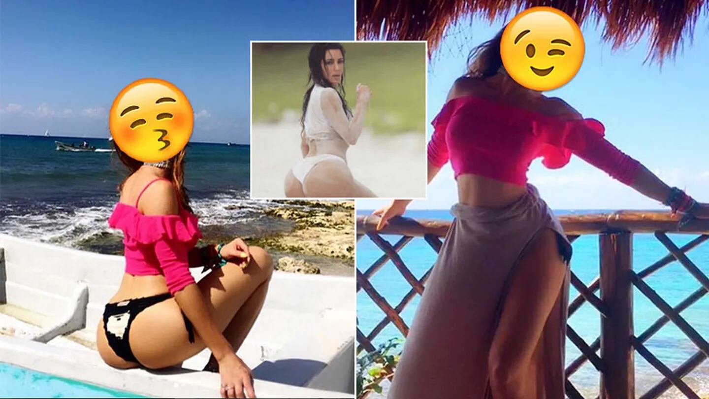 La actriz argentina, a lo Kim Kardashian en Cozumel. (Fotos: Instagram y Web)