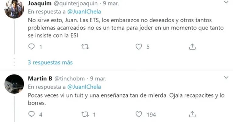 Juan Ignacio Chela y su irresponsable comentario sexual que le valió una catarata de críticas